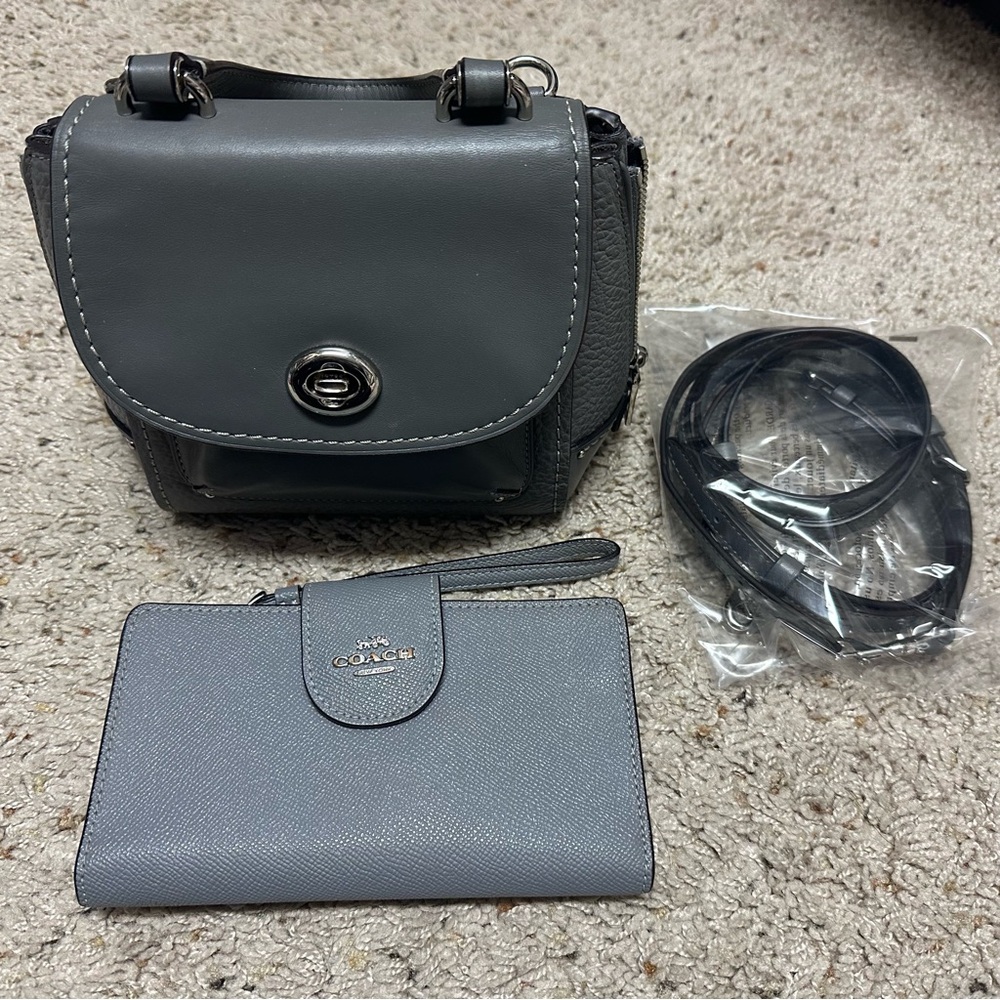 Mini Coach Faye Gray Leather Backpack